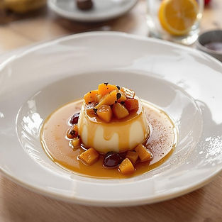 Creme Caramels with Spiced Plums