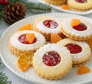 Orange and Strawberry Linzer Biscuits