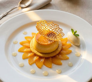 Honey Set Custard with Poached Apricots