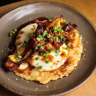 Cachapa with melted cheese and berbere chorizo