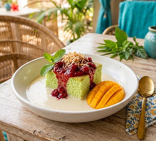 Pandan Sponge & Coconut Custard