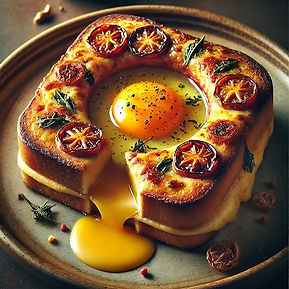 Toad in the Hole with Maple Togarashi Cured Egg Yolk