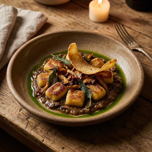 Sautéed Neapolitan Gnocchi with Mushroom Ragù