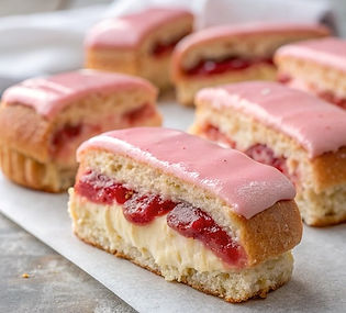 Rhubarb and Strawberry Iced Buns