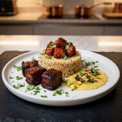Aloo Dum & Pork Belly, Dal