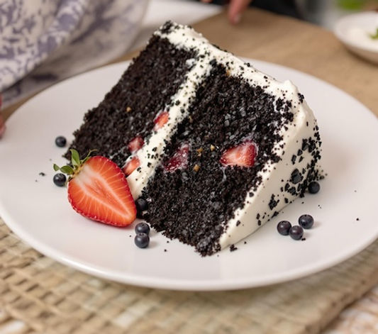 Jamaican Black Cake with Strawberries and Cream