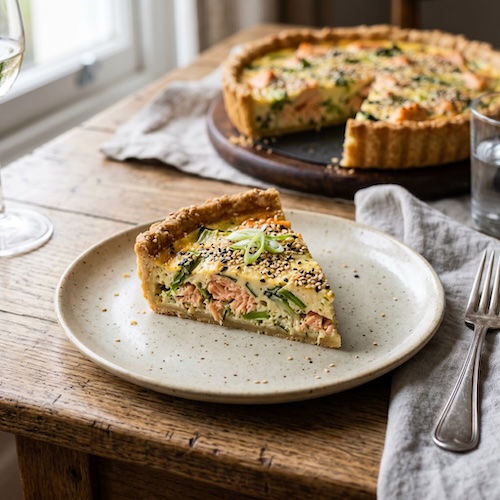 Salmon and Pak Choi Quiche