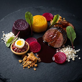 Black Garlic Glazed Venison Loin with Beetroot