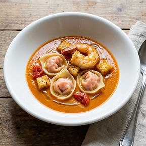 King Prawn Tortellini in Prawn Bisque