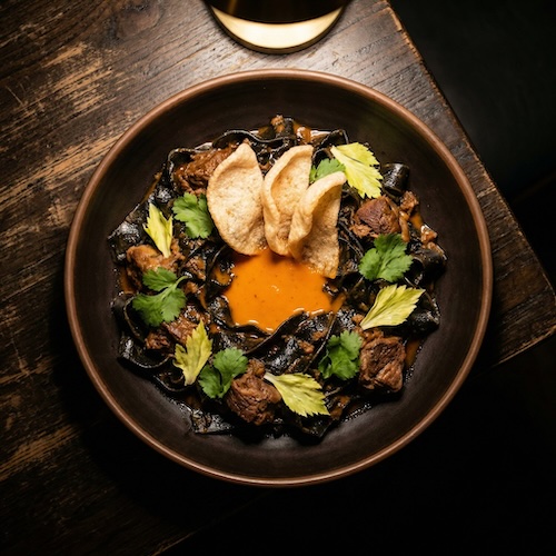 Black Garlic Pappardelle with Cumin Lamb Ragu
