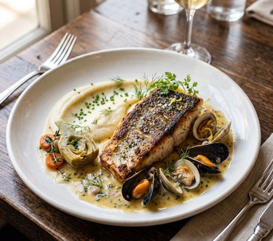 Pan-Seared Bass, Sauce Meuniere