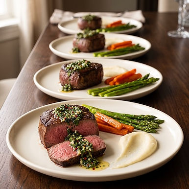 Filet Mignon with Garlic Pecorino Mashed Potatoes