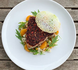 Smoked Swordfish, Strawberry Crust