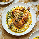 Herb-Crusted Roast Chicken with Lemon Sauce