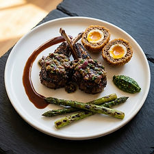 Spiced Lamb Chop with Aubergine & Herb Crust