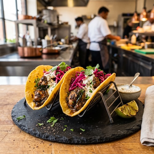 Kerala Pepper Chicken Tacos