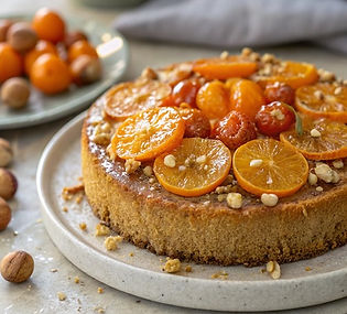 Kumquat and Orange Polenta Upside Down Cake