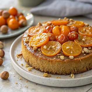 Kumquat and Orange Polenta Upside Down Cake