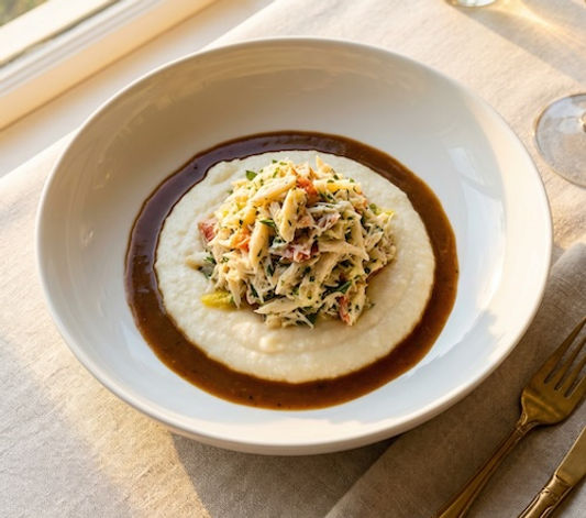 Pepper Crab with Southern Grits