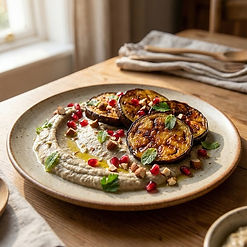 Miso-Glazed Aubergine with Tangy Baba Ghanoush