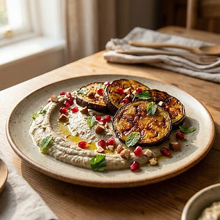 Miso-Glazed Aubergine with Tangy Baba Ghanoush