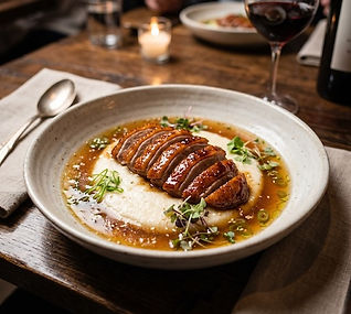 Roasted Duck with Polenta