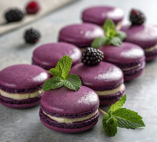 Blackberry and Peppermint Macarons