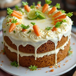 Carrot Cake with Lime Cream Cheese Icing and Orange Marmalade Cream