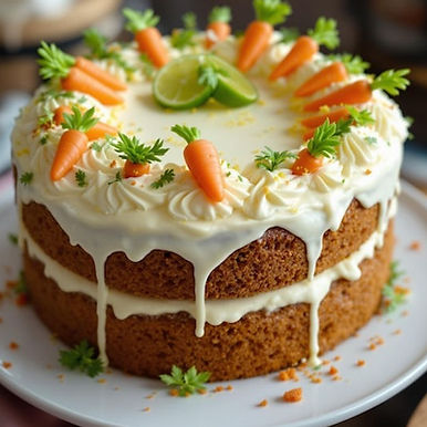 Carrot Cake with Lime Cream Cheese Icing and Orange Marmalade Cream