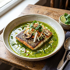 Green Curry, Cured Bass