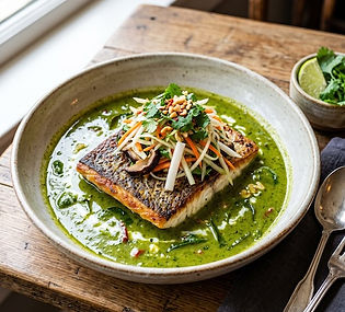 Green Curry, Cured Bass