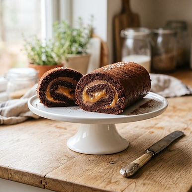 Easy Chocolate Caramel Swiss Roll