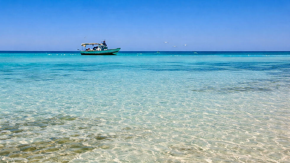 Djerba modrá laguna loď mělčiny výlet