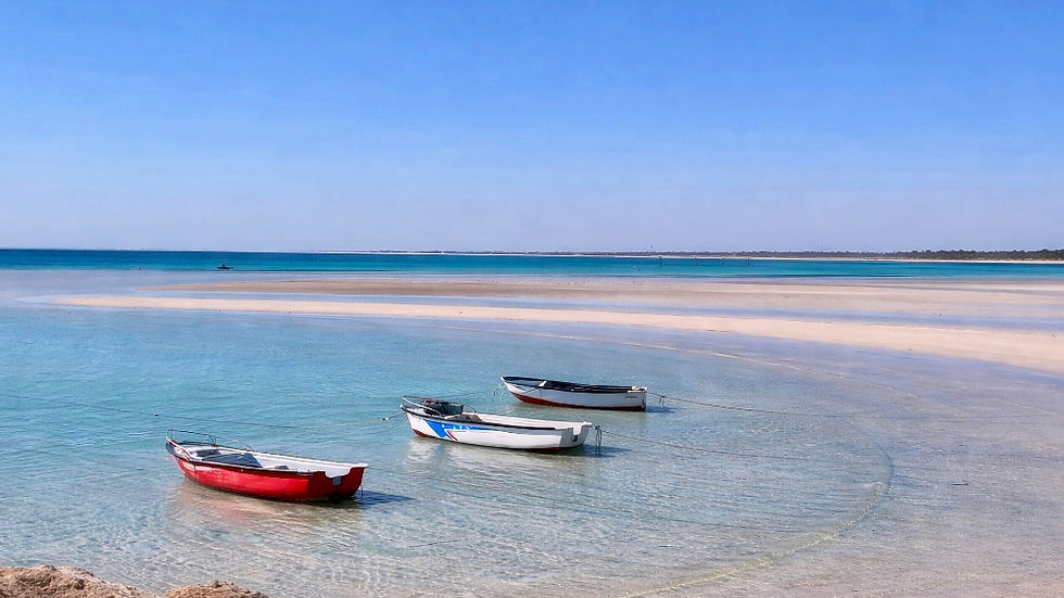 Djerba modrá laguna lodě mělčiny