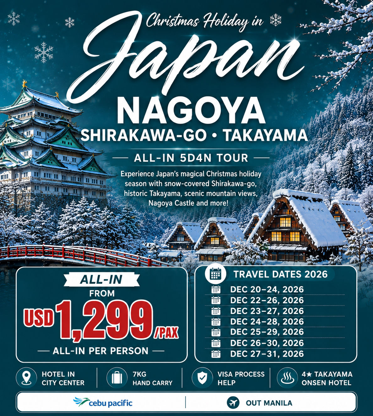 NAGOYA β’ SHIRAKAWA-GO β’ TAKAYAMA 5D4N
