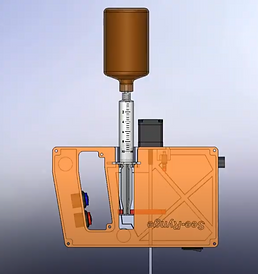 Image of device inverted, extracting liquid from a bottle