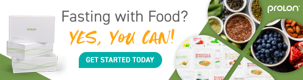 banner add for Prolon that stresses it's fasting, but with food