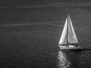 Lone boat sailing on water