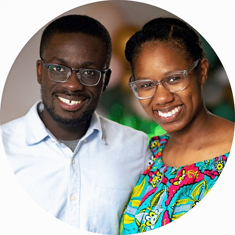 Young black married couple with wide smiles