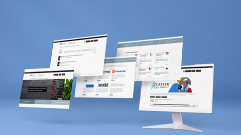 Mock up of various pages on the Mignone Center for Career Success' website.