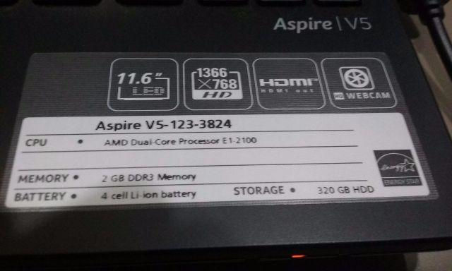 Thumbnail: Notebook Acer V5-123-3824 Amd E1 2GB 320HD 11.6"