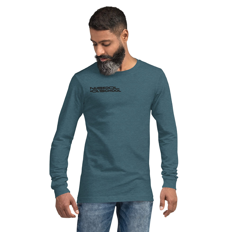 Thumbnail: Unisex Long Sleeve Tee: NuSkool + Ol'School (black print)