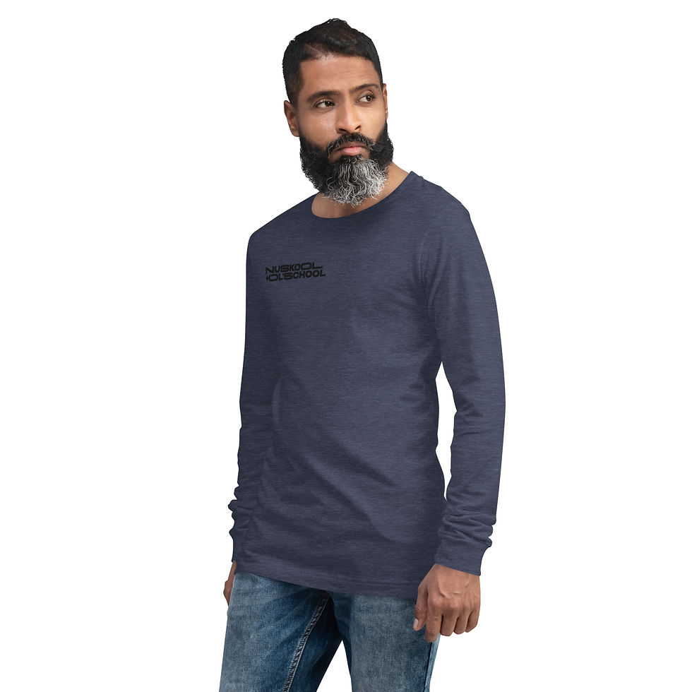 Thumbnail: Unisex Long Sleeve Tee: NuSkool + Ol'School (black print)