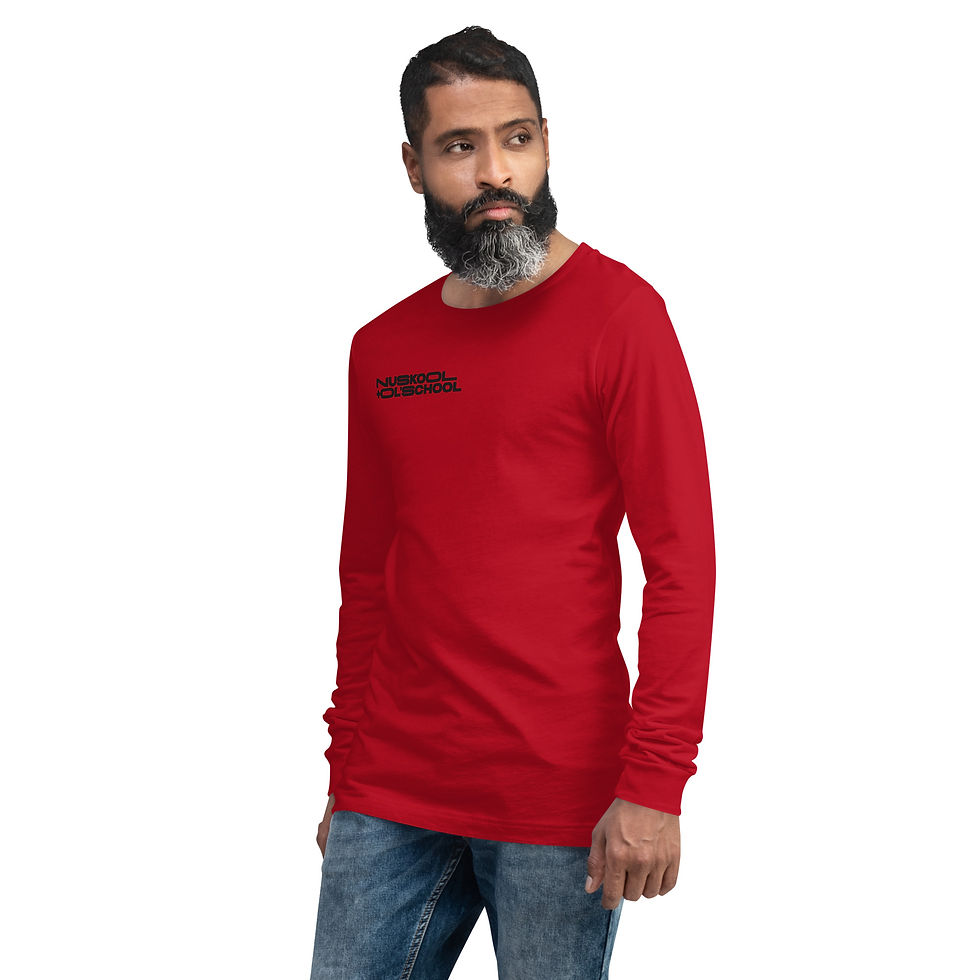 Thumbnail: Unisex Long Sleeve Tee: NuSkool + Ol'School (black print)