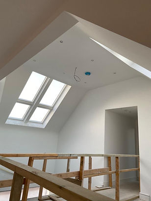 A plastered loft extension with skylight