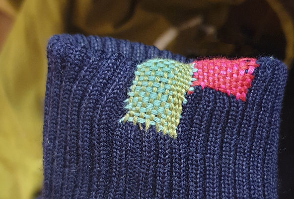 Example of visible mending