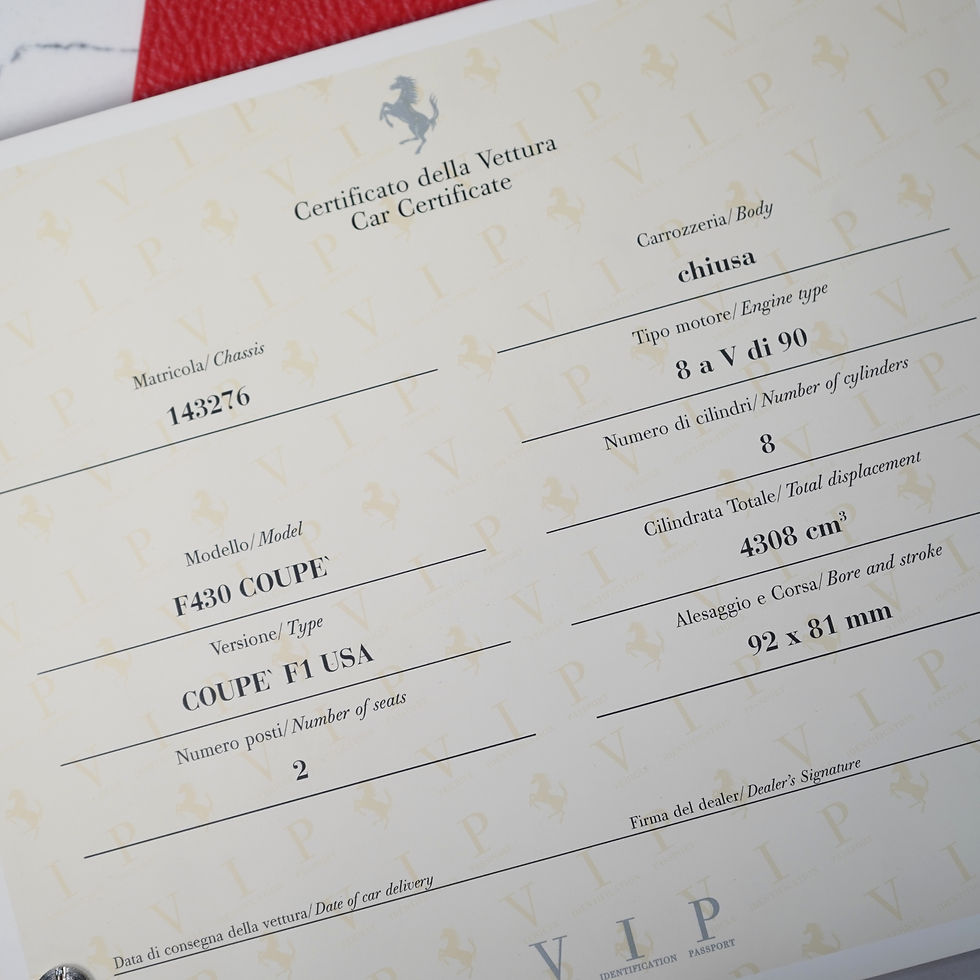 Thumbnail: Ferrari F430 V.I.P. Vehicle Identification Passport-Chassis #143276