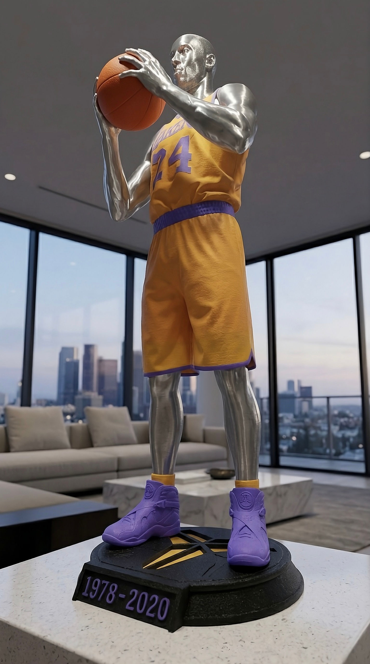 Hypnotiq Mamba Legacy Kobe Bryant Pop Art Sculpture - Mixed Media Chrome and Res