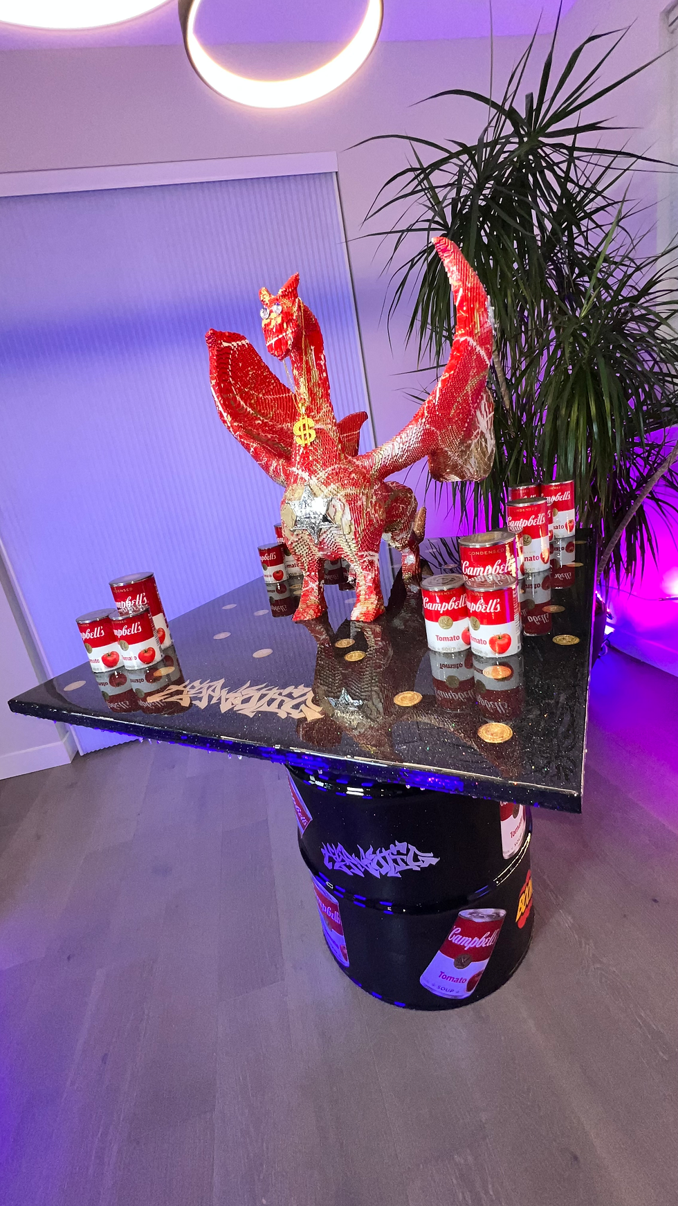 Thumbnail: PIXEL DRAGON — Pop Art Resin Sculpture on Oil Drum | HYPNOTIQ