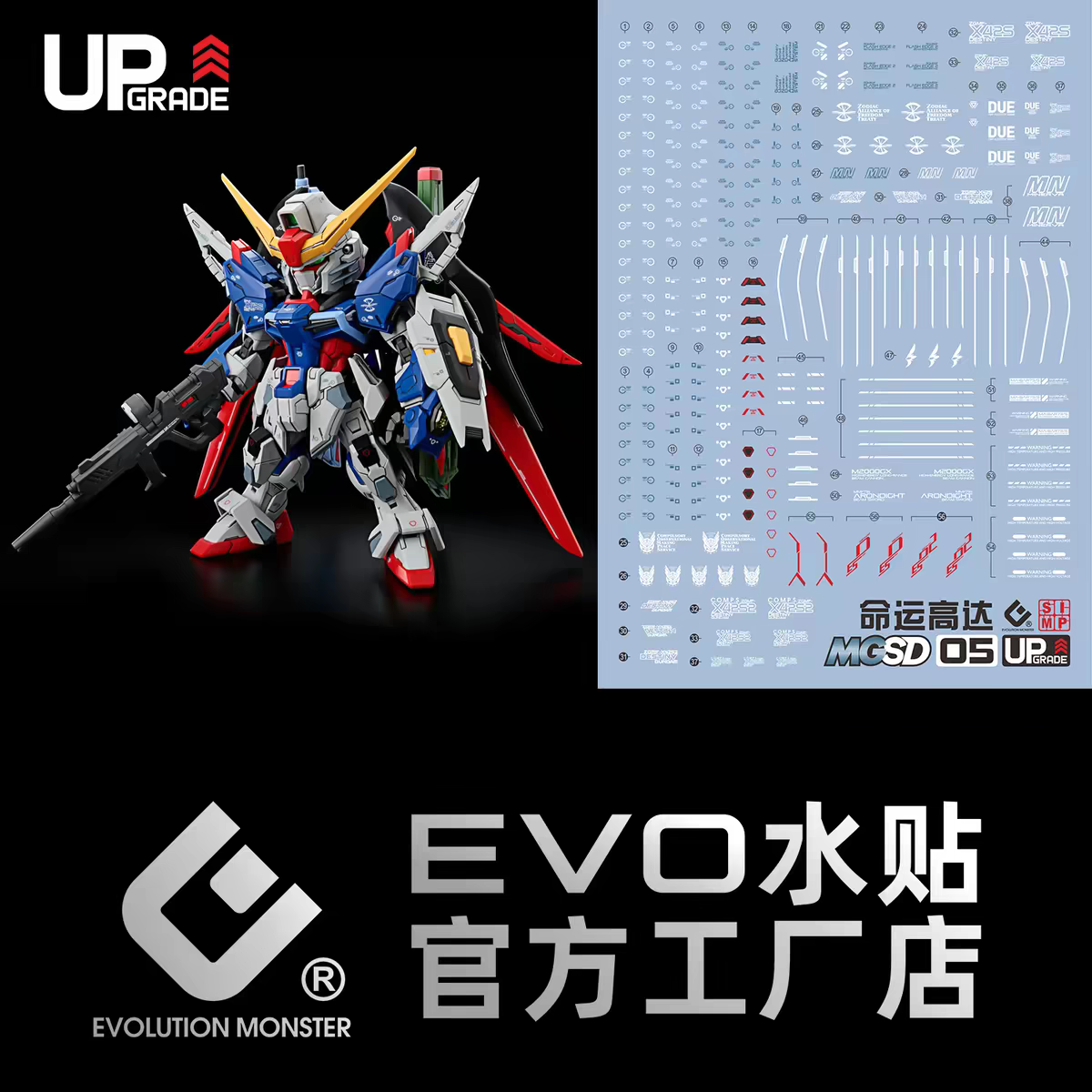 EVO MGSD Destiny Gundam Waterslide Decals
